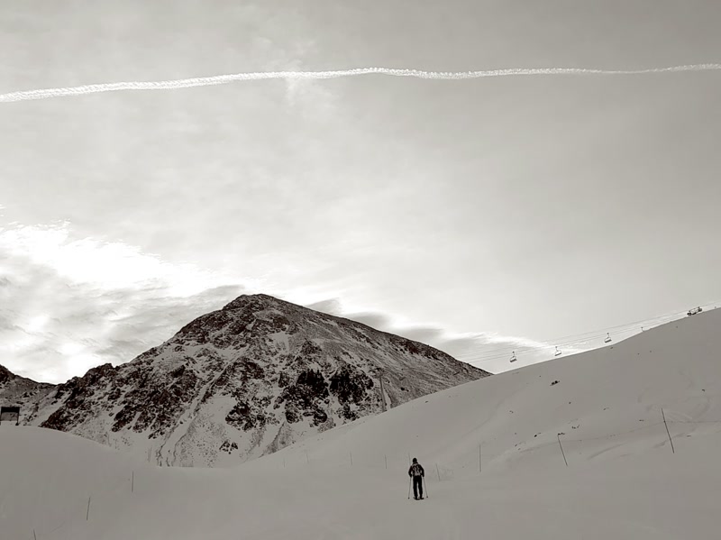 Photograph of contrails in the sky